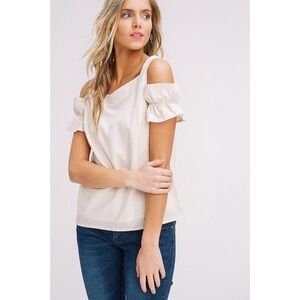 Ivory Embroidery Cold Shoulder Tank Top